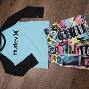Hurley Kids' Rash Guard and Board Shorts Set
